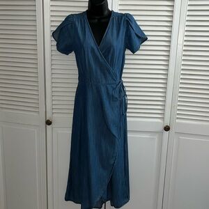 GAP wrap soft denim/chambray lyocell cotton maxi dress
